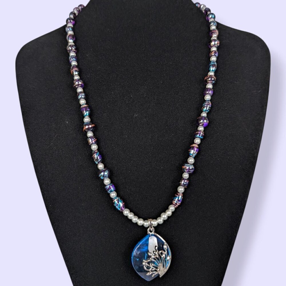 V. Faux Pearl & Art Glass Beaded Necklace